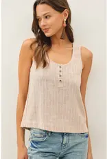 Linen Blend Cropped Henley Tank