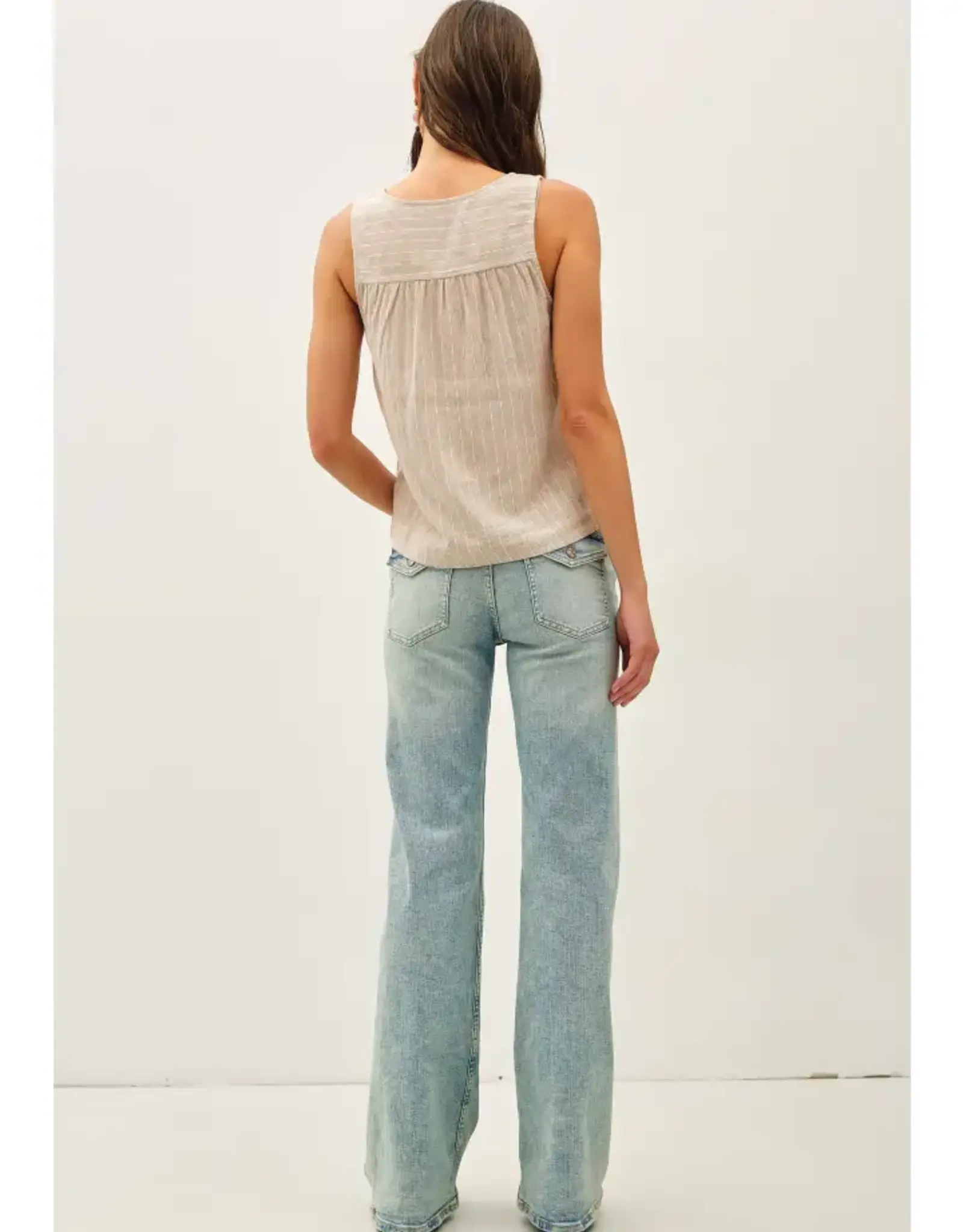 Linen Blend Cropped Henley Tank
