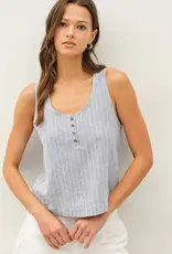 Linen Blend Cropped Henley Tank