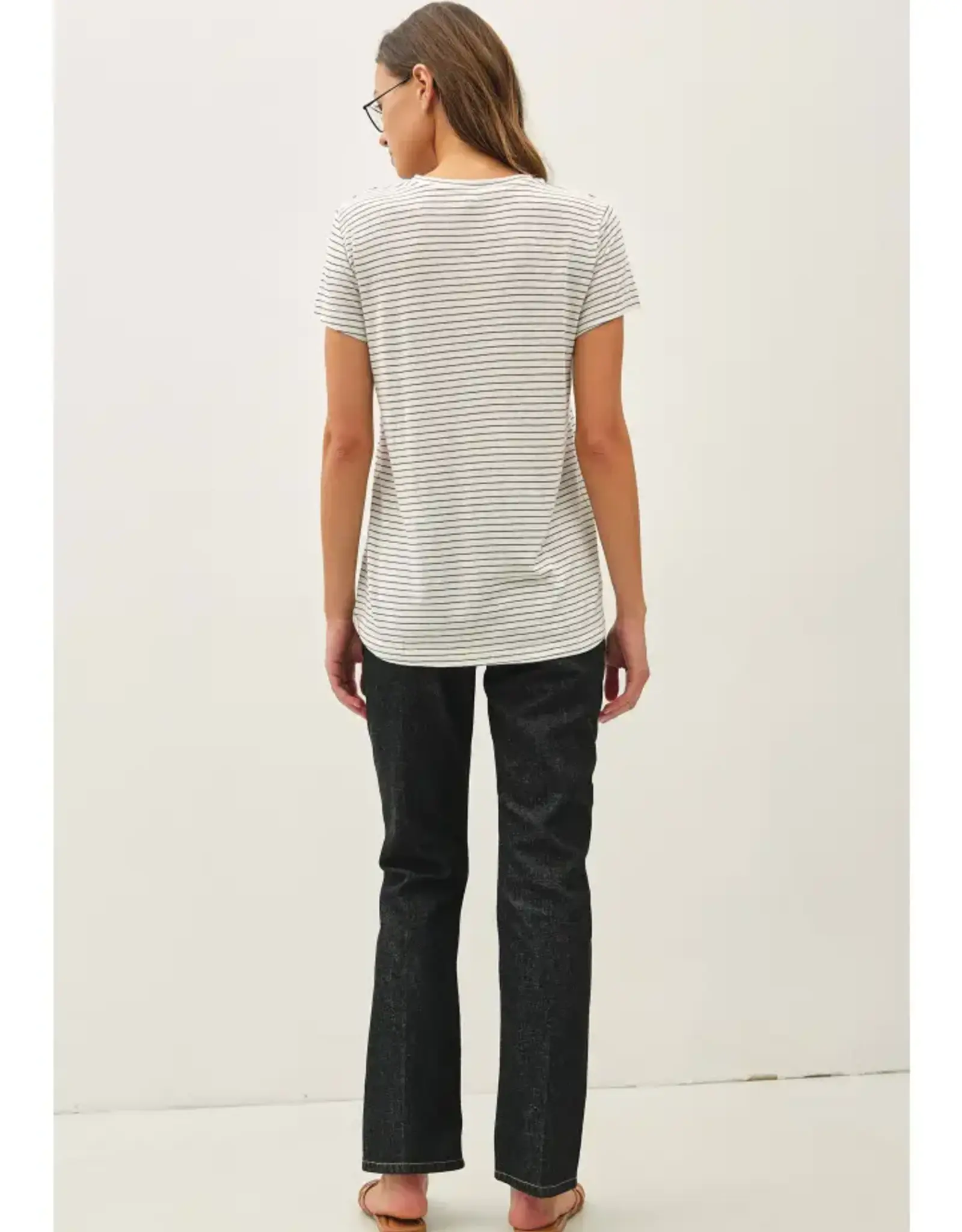 Linen Blend Relaxed Striped Tee