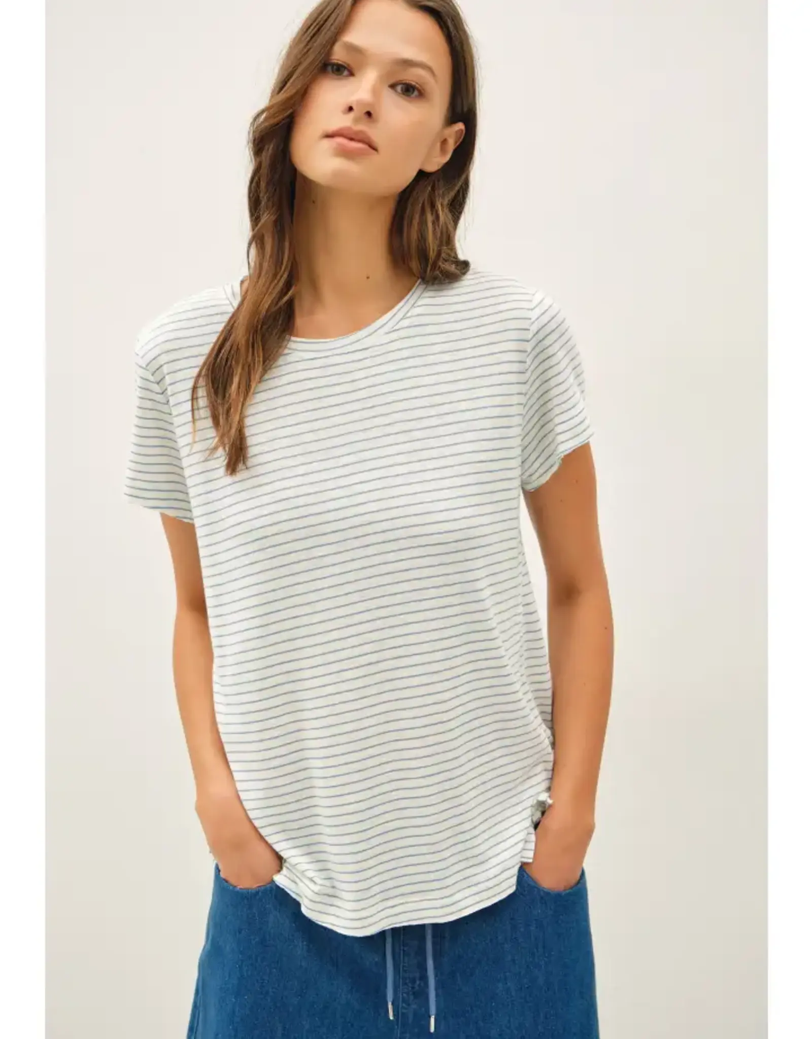 Linen Blend Relaxed Striped Tee
