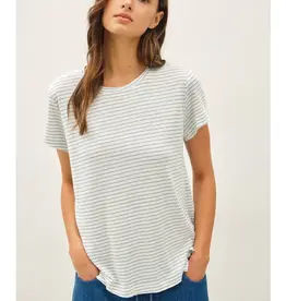 Linen Blend Relaxed Striped Tee