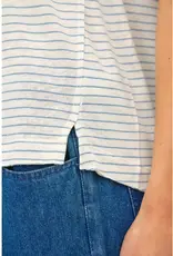 Linen Blend Relaxed Striped Tee