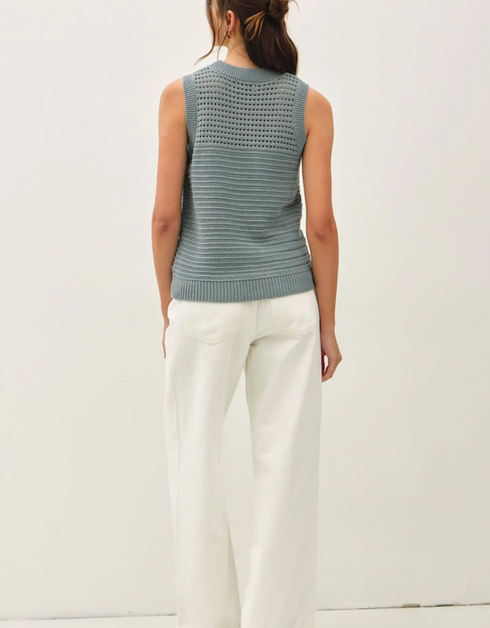 Textured Crochet Sleeveless Sweater