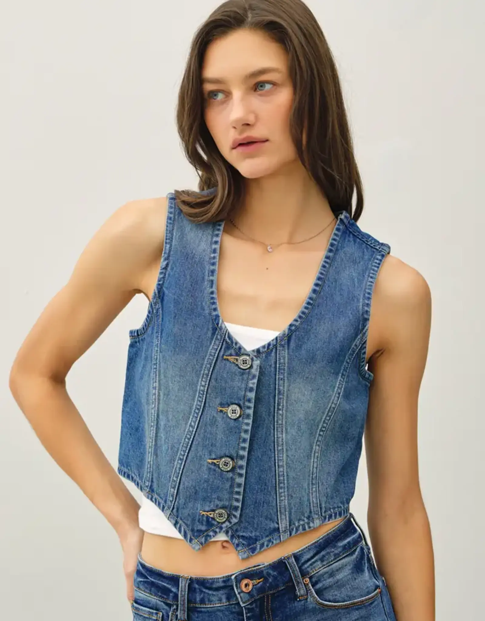 Classic Denim Button Up Vest