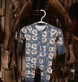 Boots & Bows Baby Co Denim Roped & Branded Infant Sleeper