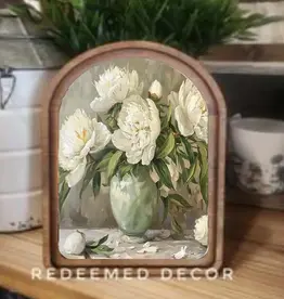 Redeemed Decor Arch Top Framed Art, Muted Peony 8x11"