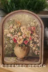 Redeemed Decor Arch Top Framed Art, Rustic Floral Vase