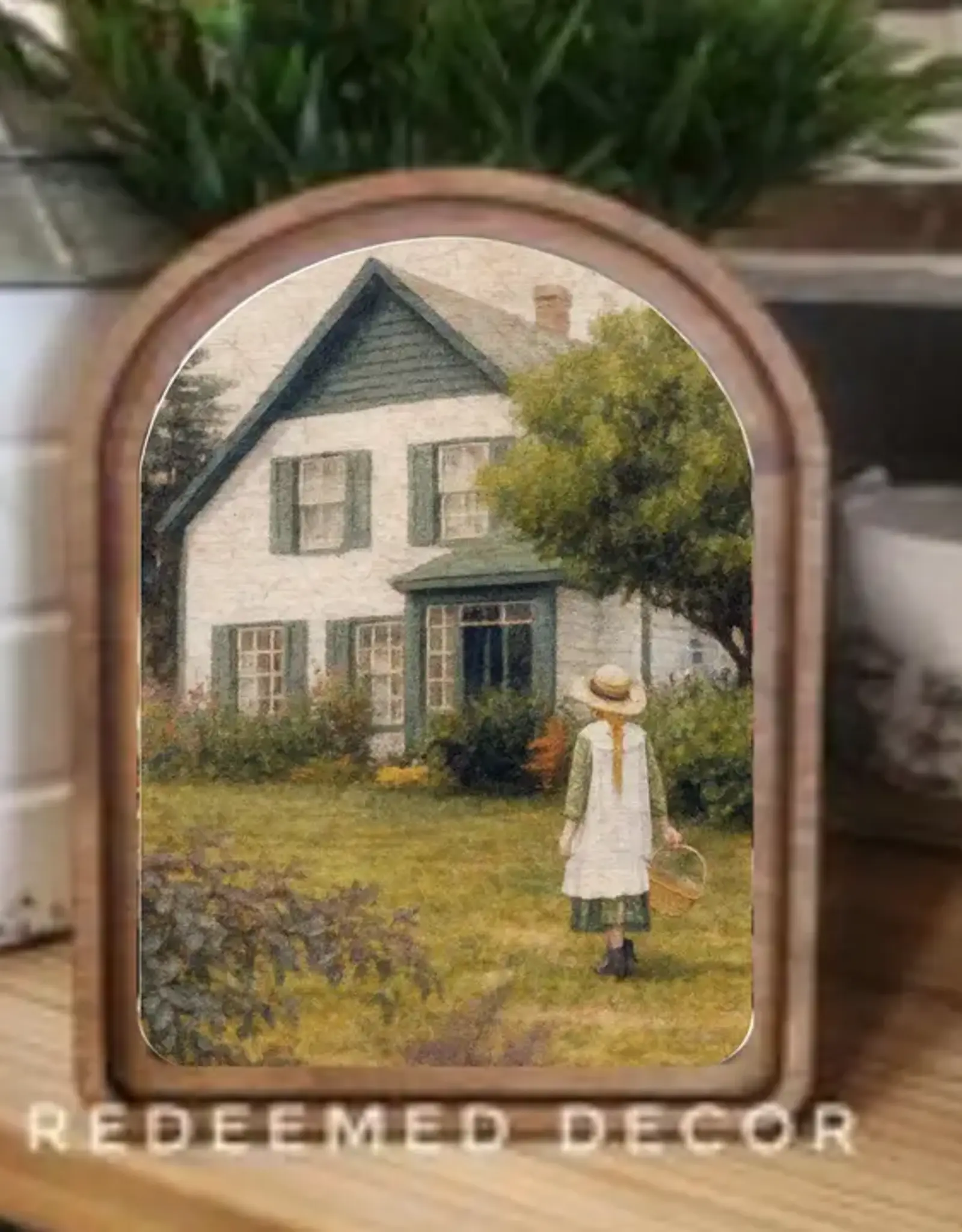 Redeemed Decor Arch Top Framed Art, Green Gables