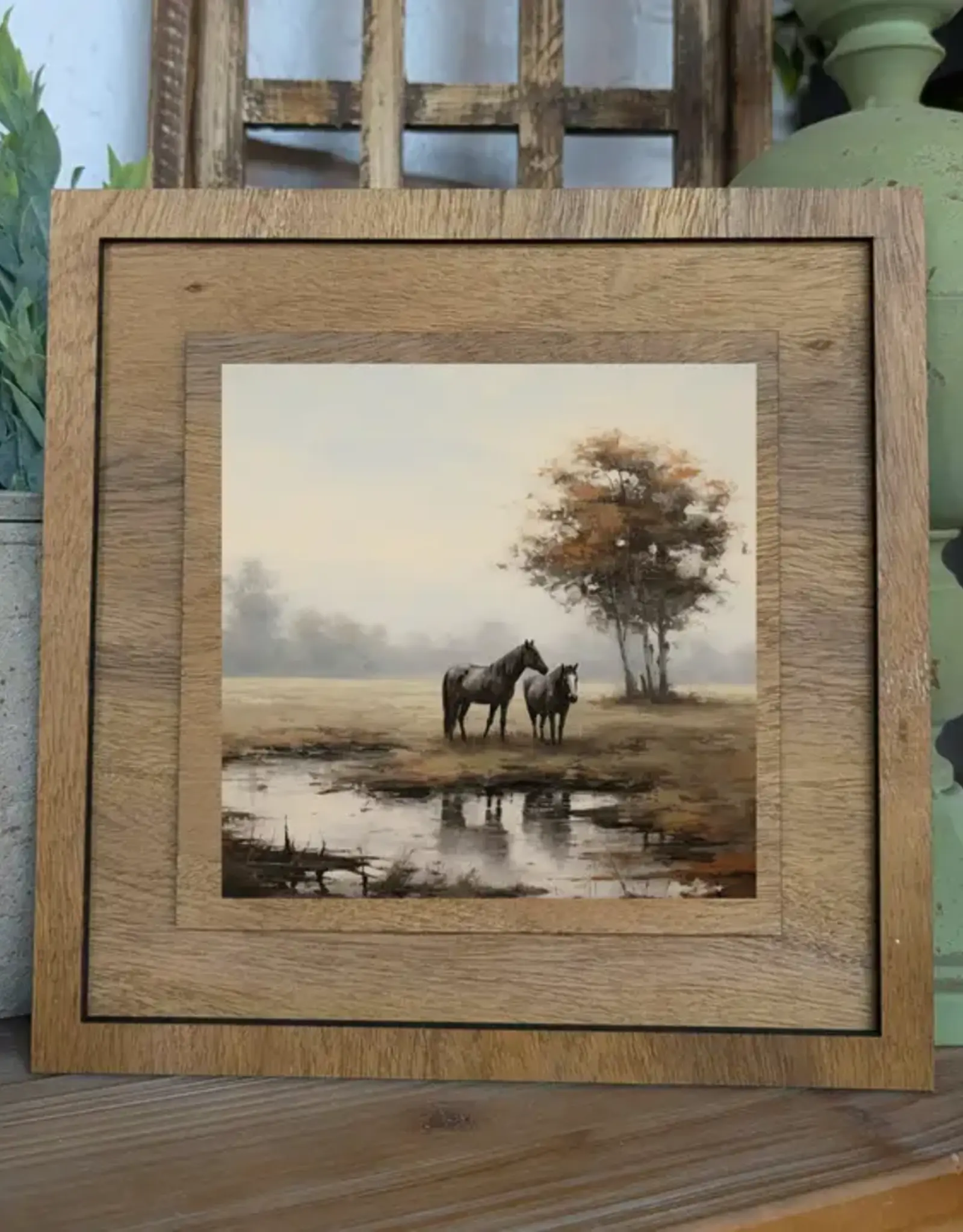 Redeemed Decor Square Framed Art, Pasture Horses