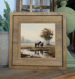 Redeemed Decor Square Framed Art, Pasture Horses