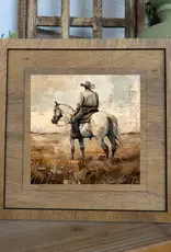 Redeemed Decor Square Framed Art, White Horse Cowboy