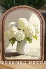 Redeemed Decor Arch Top Framed Art, Hydrangea Vase 8x11"