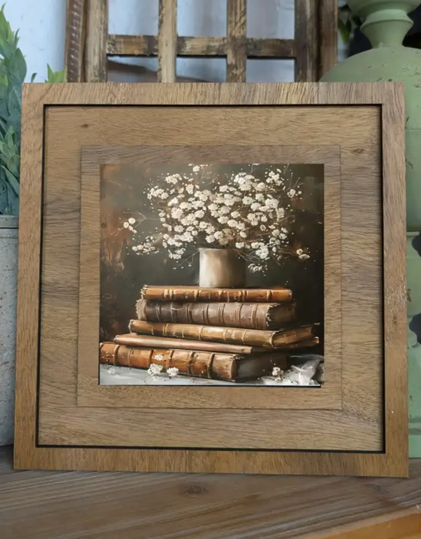 Redeemed Decor Square Framed Art, Book With Flowers