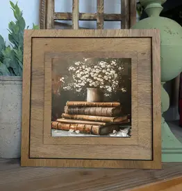 Redeemed Decor Square Framed Art, Book With Flowers