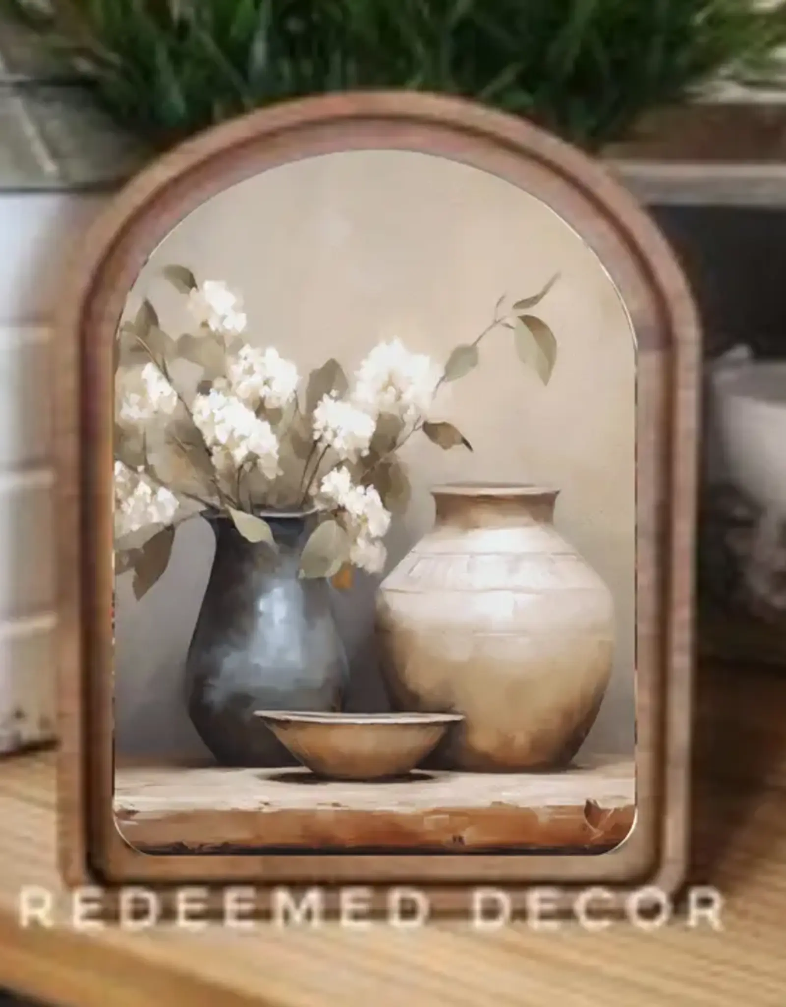 Redeemed Decor Arch Top Framed Art, Still Life 8x11"