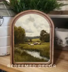 Redeemed Decor Arch Top Framed Art, Green Pasture