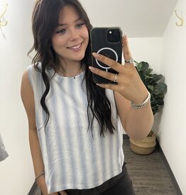 Linen Blend Ombre Striped Tank