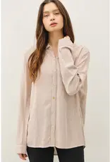 Linen Blend Stripe Boxy Shirt