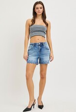 Risen Jeans High Rise Scalloped Hem Shorts