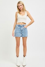 Risen Jeans Embroidery High Rise Shorts Light Wash