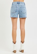 Risen Jeans Embroidery High Rise Shorts Light Wash