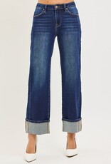 Risen Jeans Mid Rise Cuffed Ankle Straight Leg Jeans