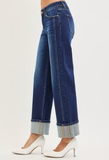 Risen Jeans Mid Rise Cuffed Ankle Straight Leg Jeans