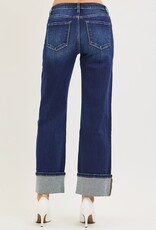 Risen Jeans Mid Rise Cuffed Ankle Straight Leg Jeans
