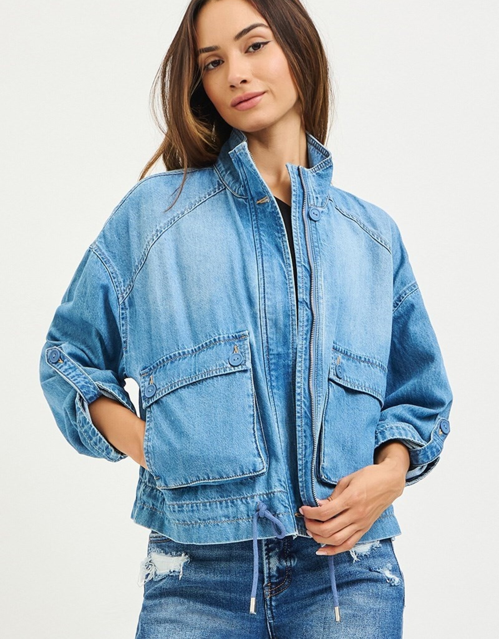 Risen Jeans Oversized Cargo Denim Jacket