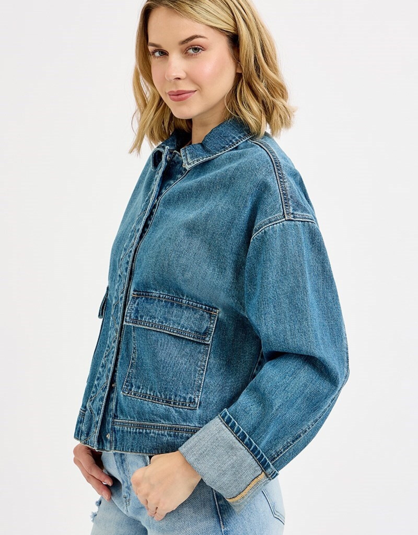 Risen Jeans Oversized Cargo Denim Jacket