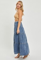 Risen Jeans High Rise Ruffle Long Skirt