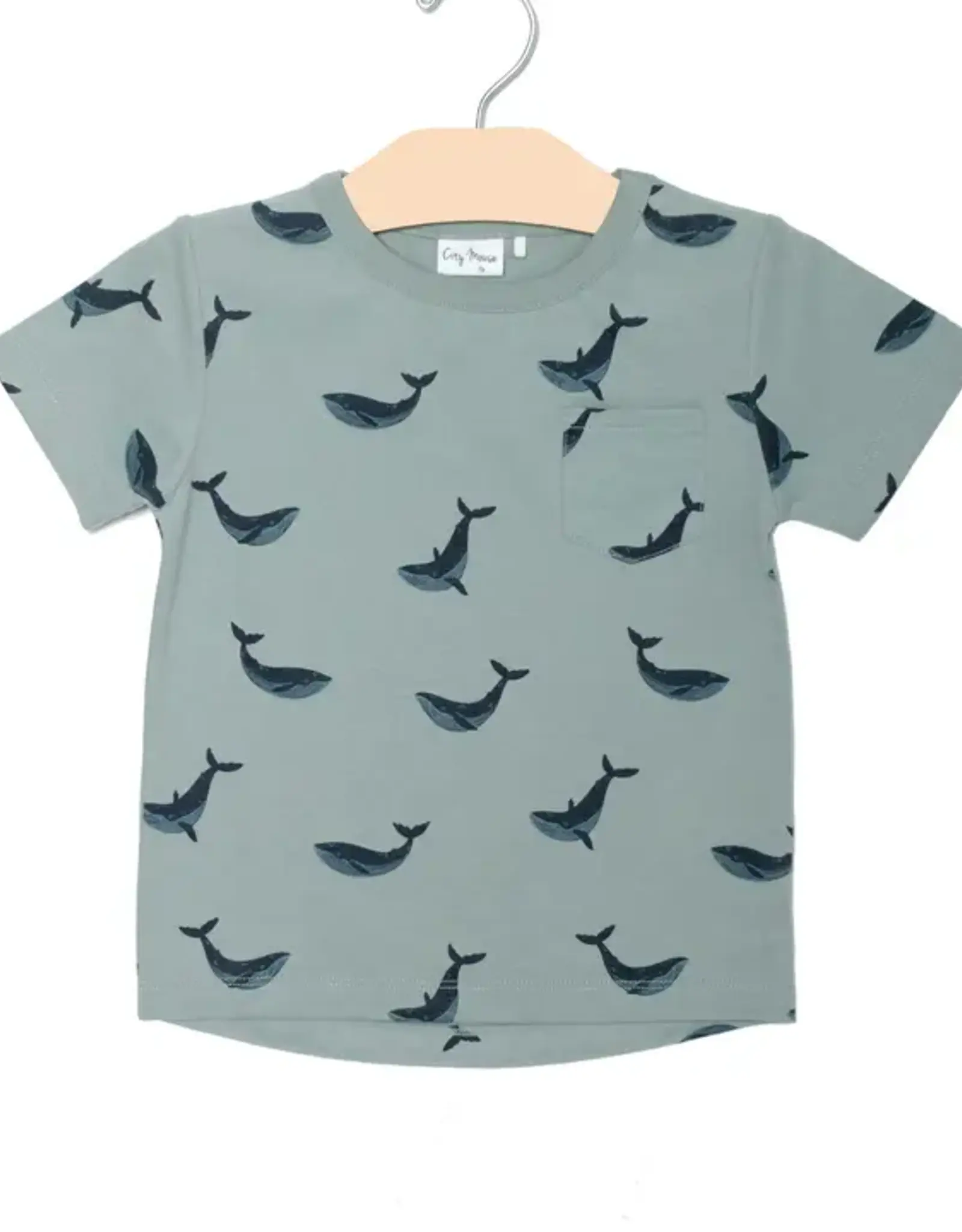 City Mouse Studio Pocket Tee, Blue Whales