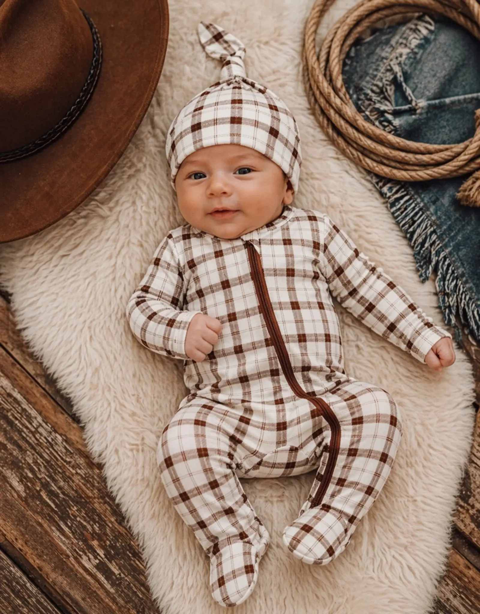 SpearmintLOVE 2-Way Zip Footie Homestead Plaid