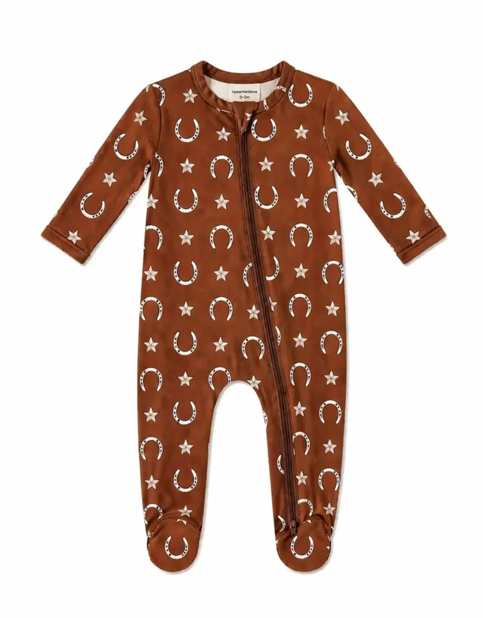 SpearmintLOVE 2-Way Zip Footie Rusty Horseshoe