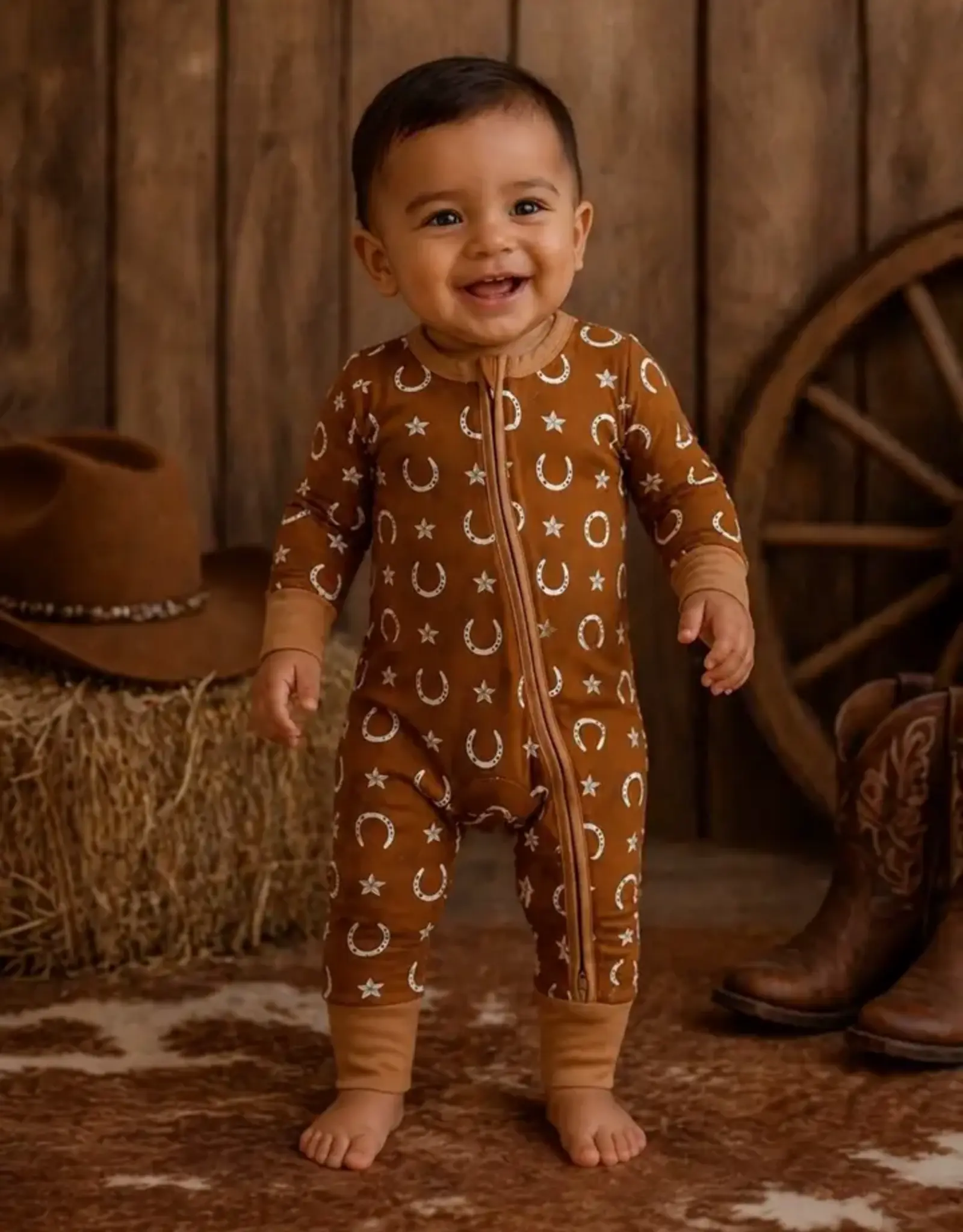 SpearmintLOVE 2 Way Zip Romper Rusty Horseshoe