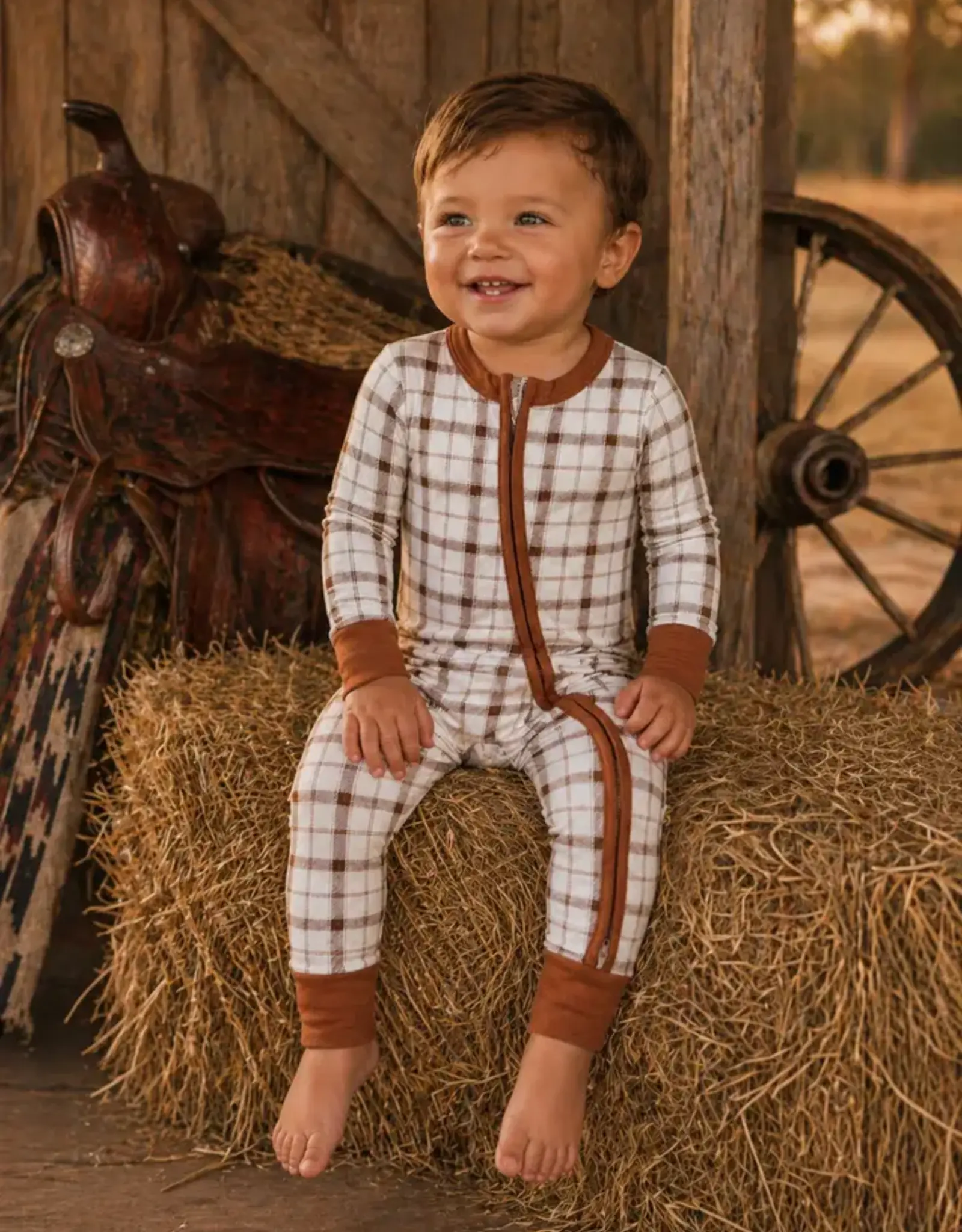SpearmintLOVE 2 Way Zip Romper Homestead Plaid