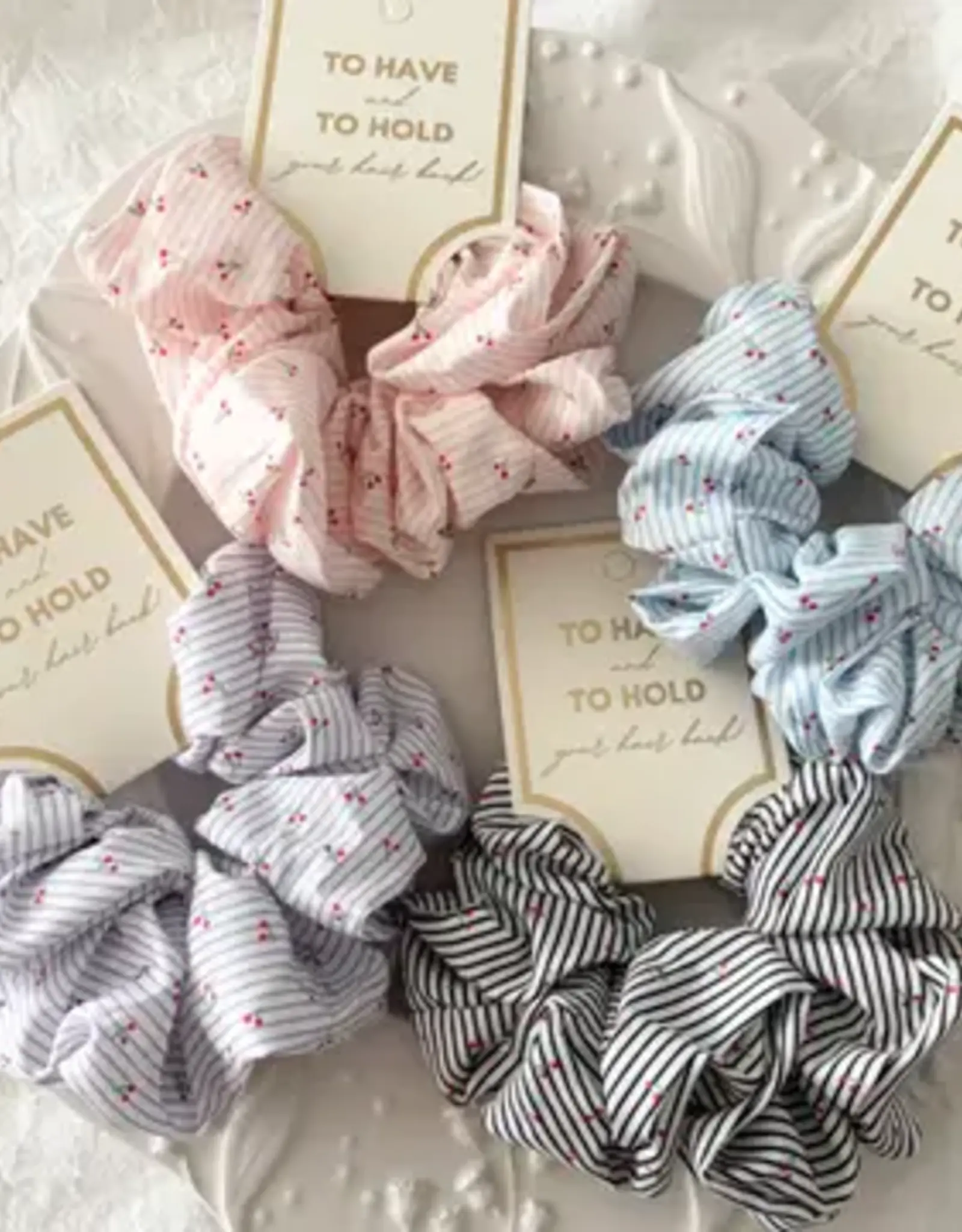 LoveLina Mini Cherry Striped Scrunchies