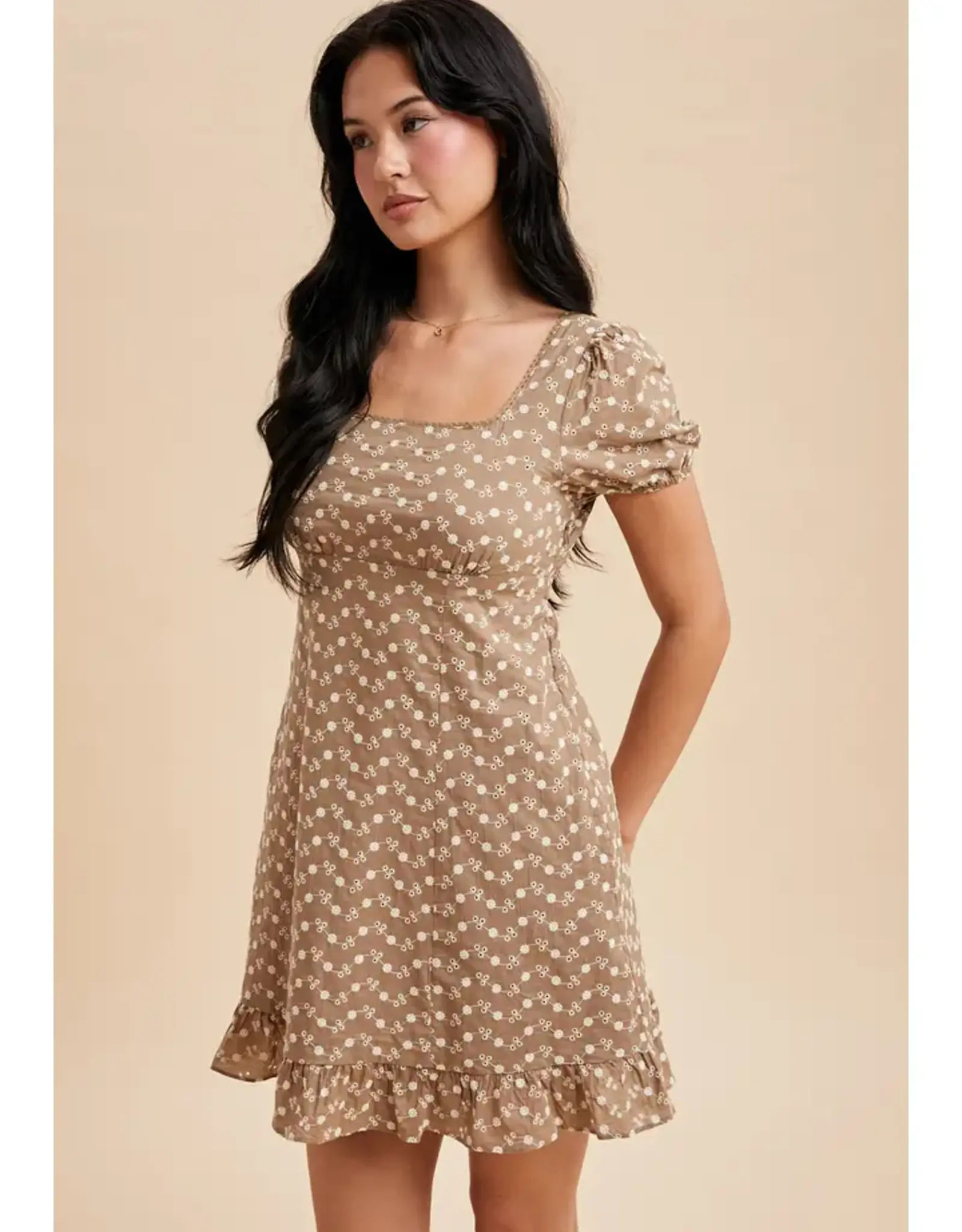 In Loom Embroidered Babydoll Mini Dress