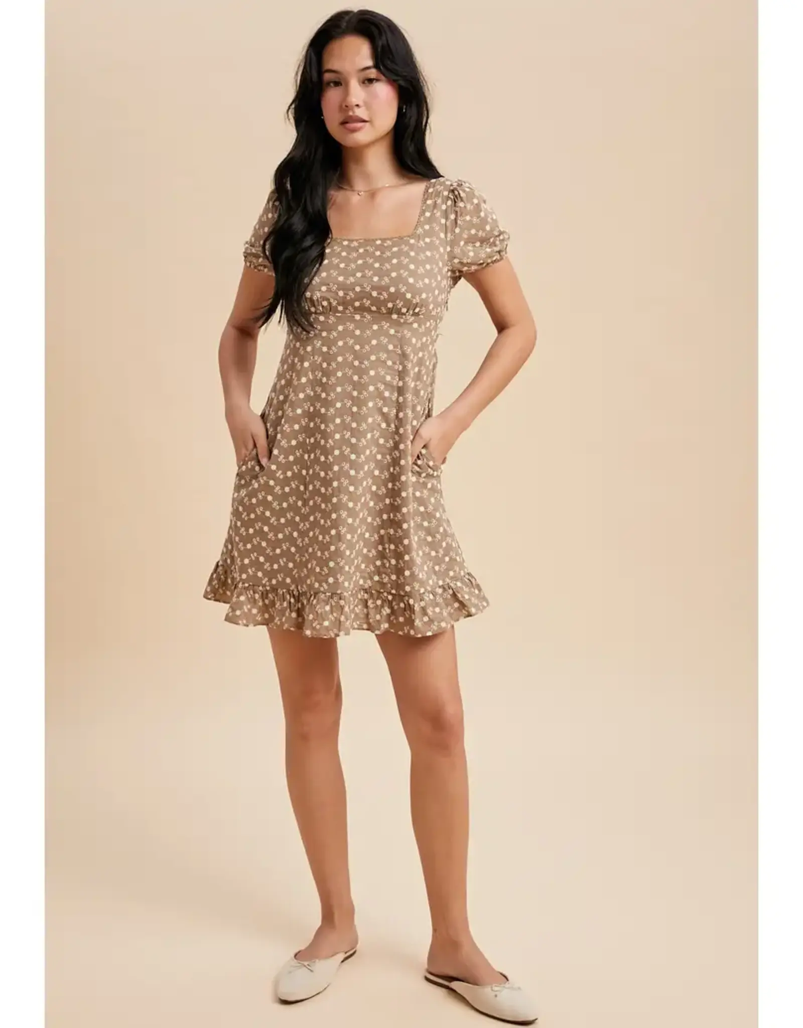 In Loom Embroidered Babydoll Mini Dress