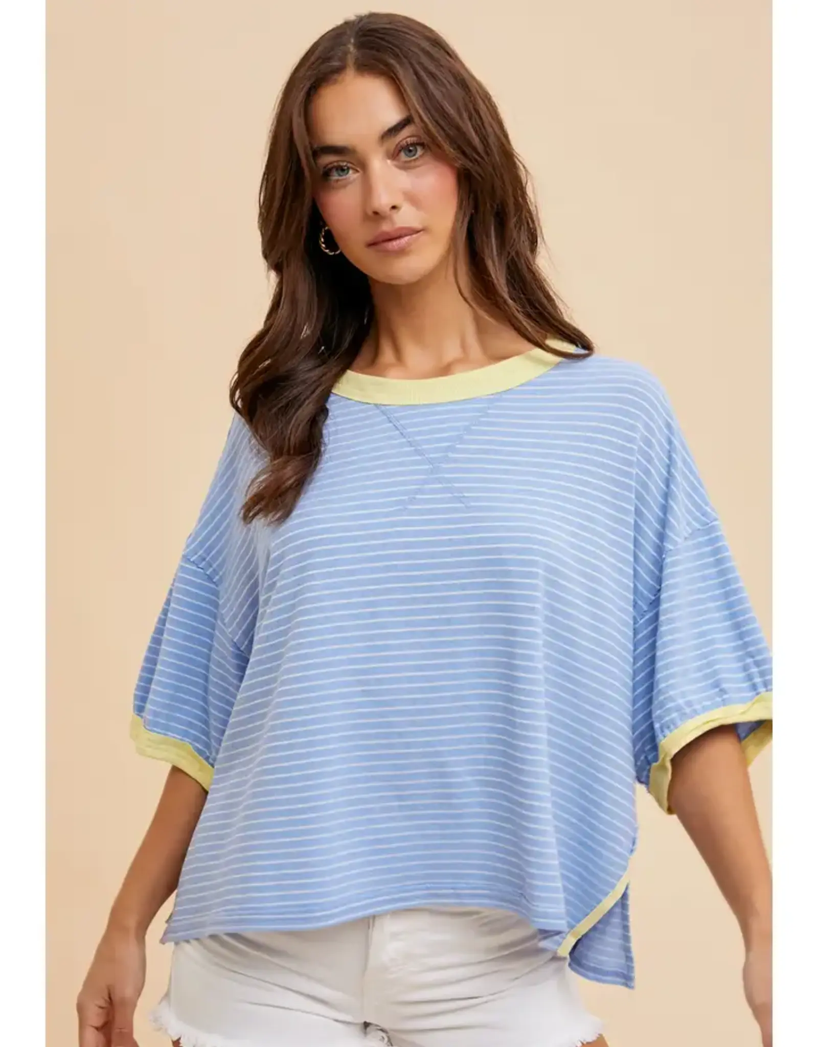 In Loom Linen Blend Striped Tee