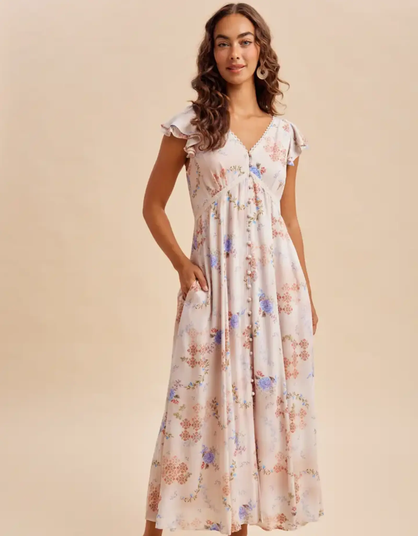 In Loom Floral Button Down Maxi Dress