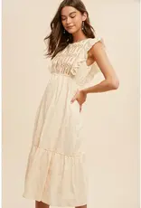 In Loom Flutter Sleeve Embroidered Mini Dress