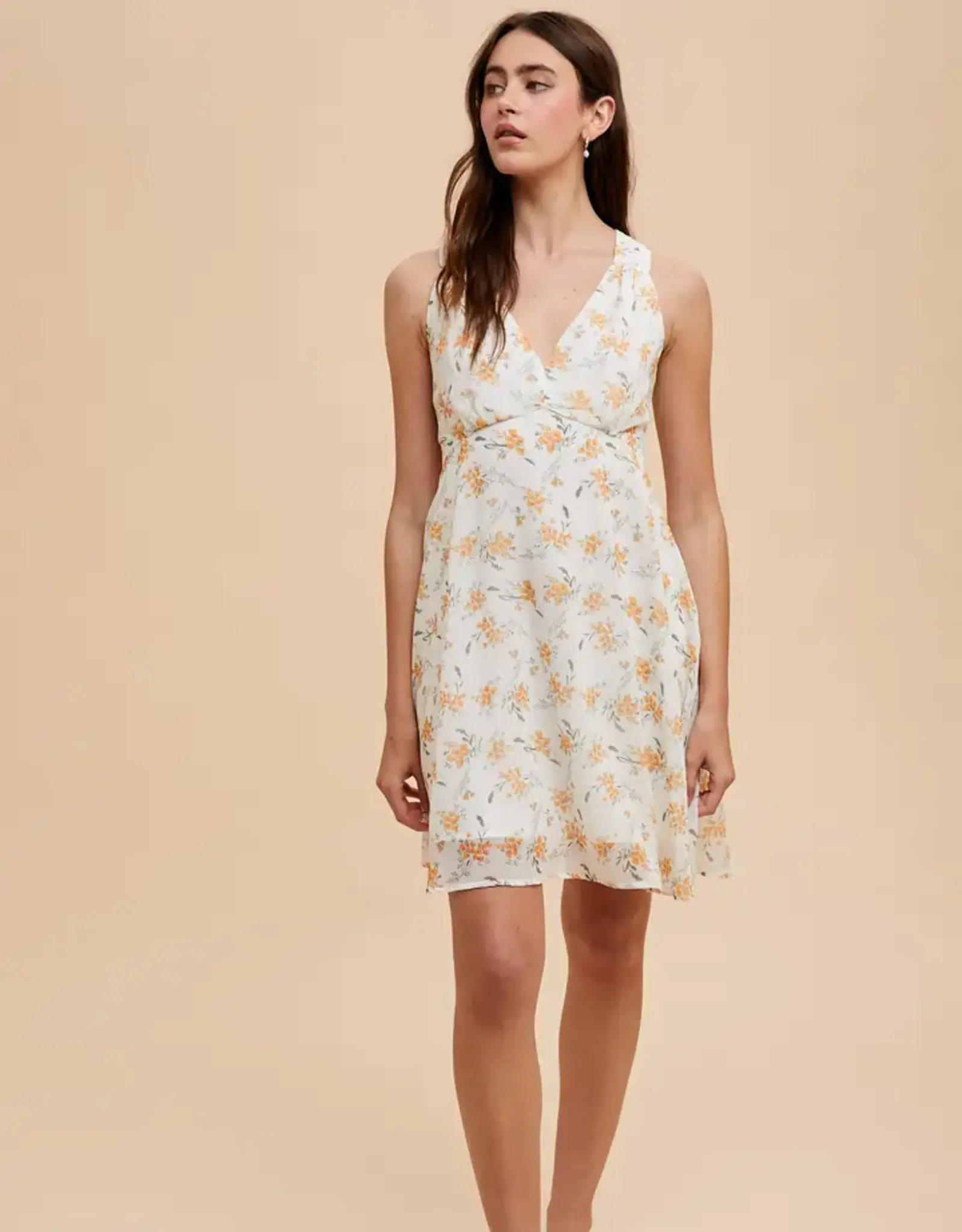 In Loom Floral V-Neck Sleeveless Mini Dress