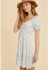 In Loom Smocked Floral Sweetheart Mini Dress