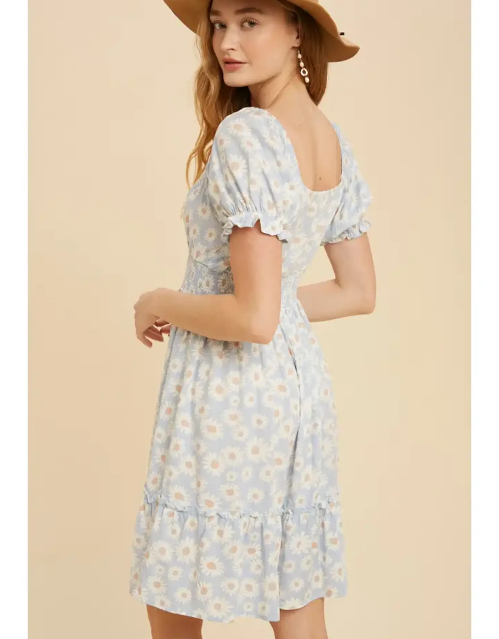 In Loom Smocked Floral Sweetheart Mini Dress