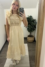In Loom Flutter Sleeve Embroidered Mini Dress