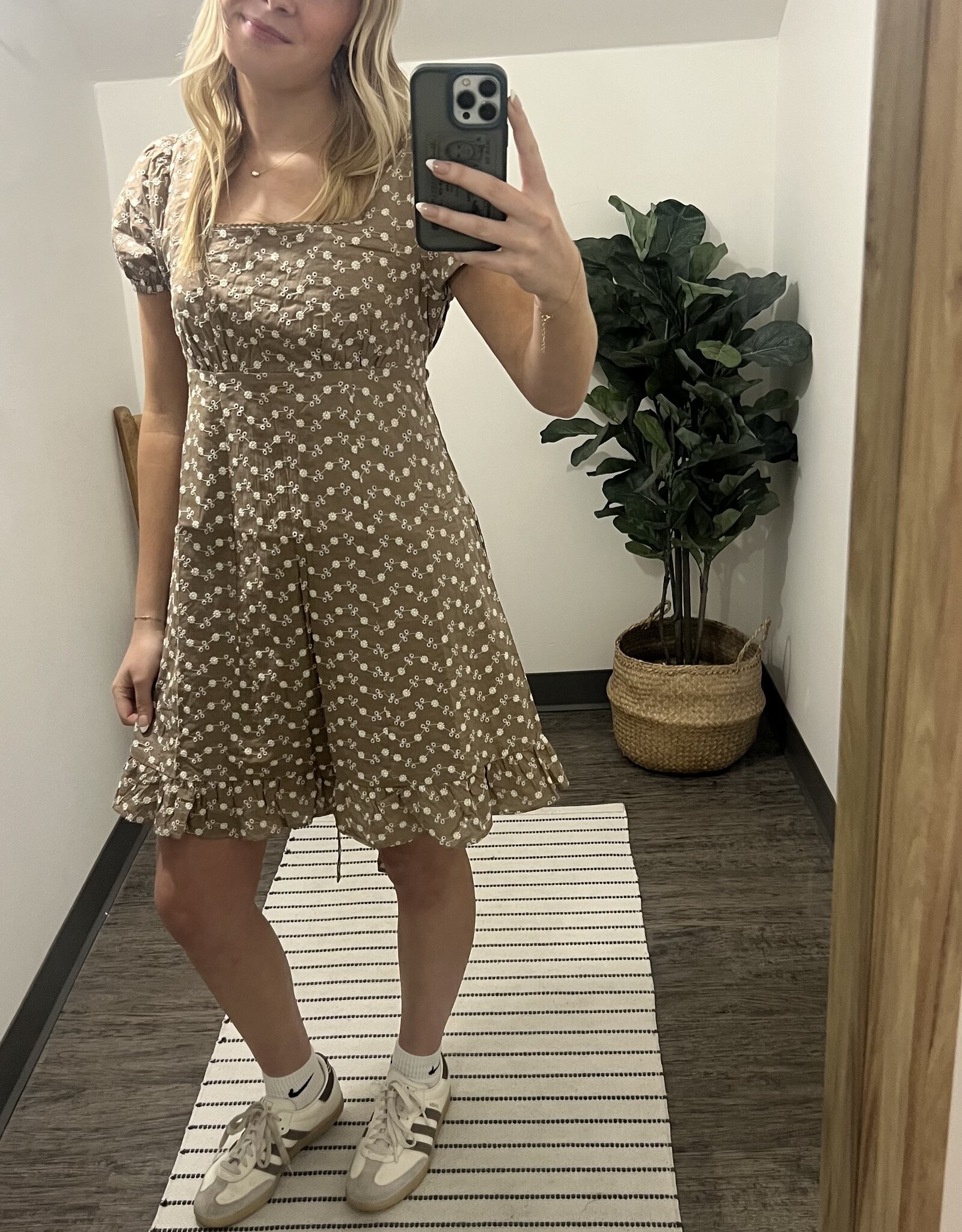 In Loom Embroidered Babydoll Mini Dress