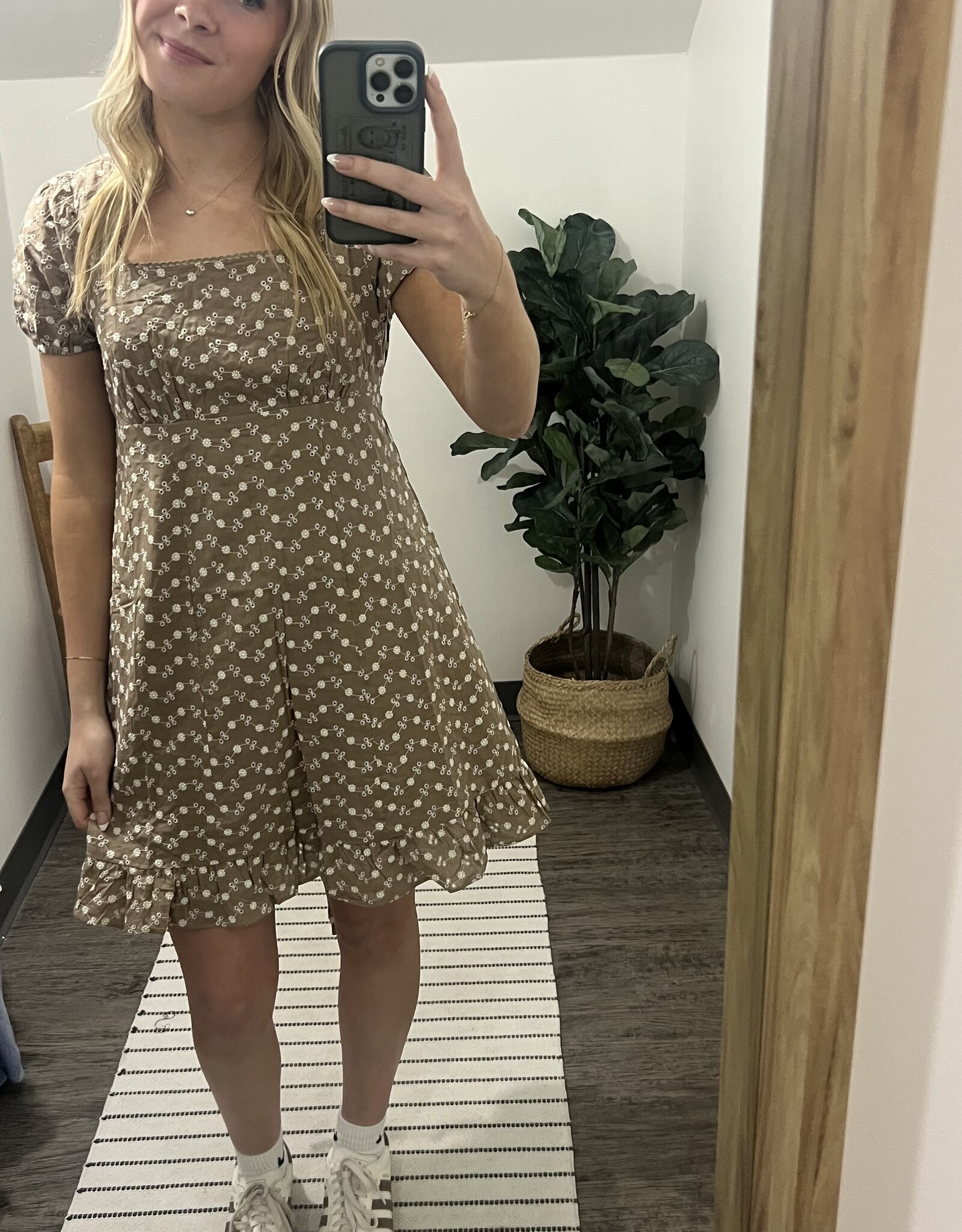 In Loom Embroidered Babydoll Mini Dress