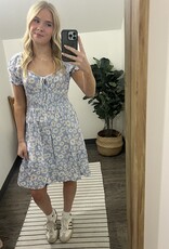 In Loom Smocked Floral Sweetheart Mini Dress